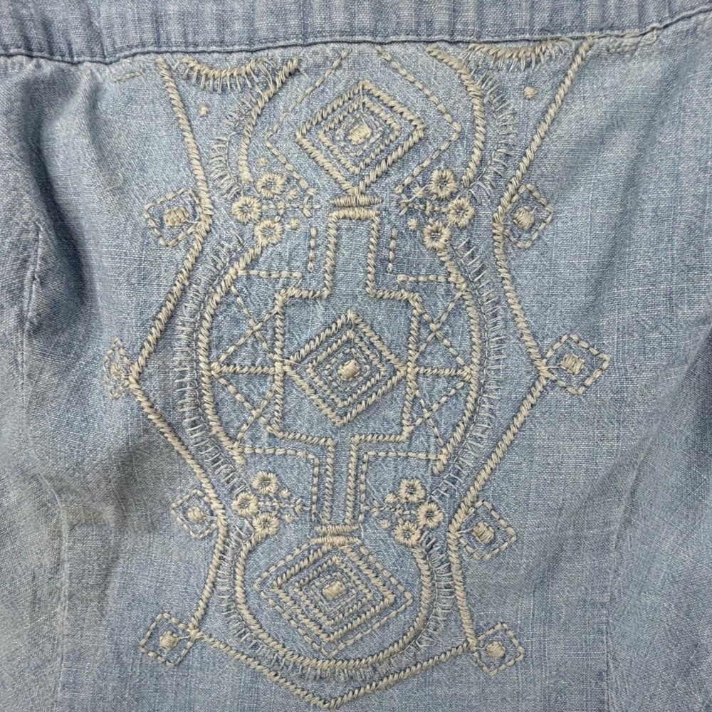 Merona Denim Embroider Sundress Size 8 Spaghetti Strap strapless retro 90s Y2K - Picture 5 of 14